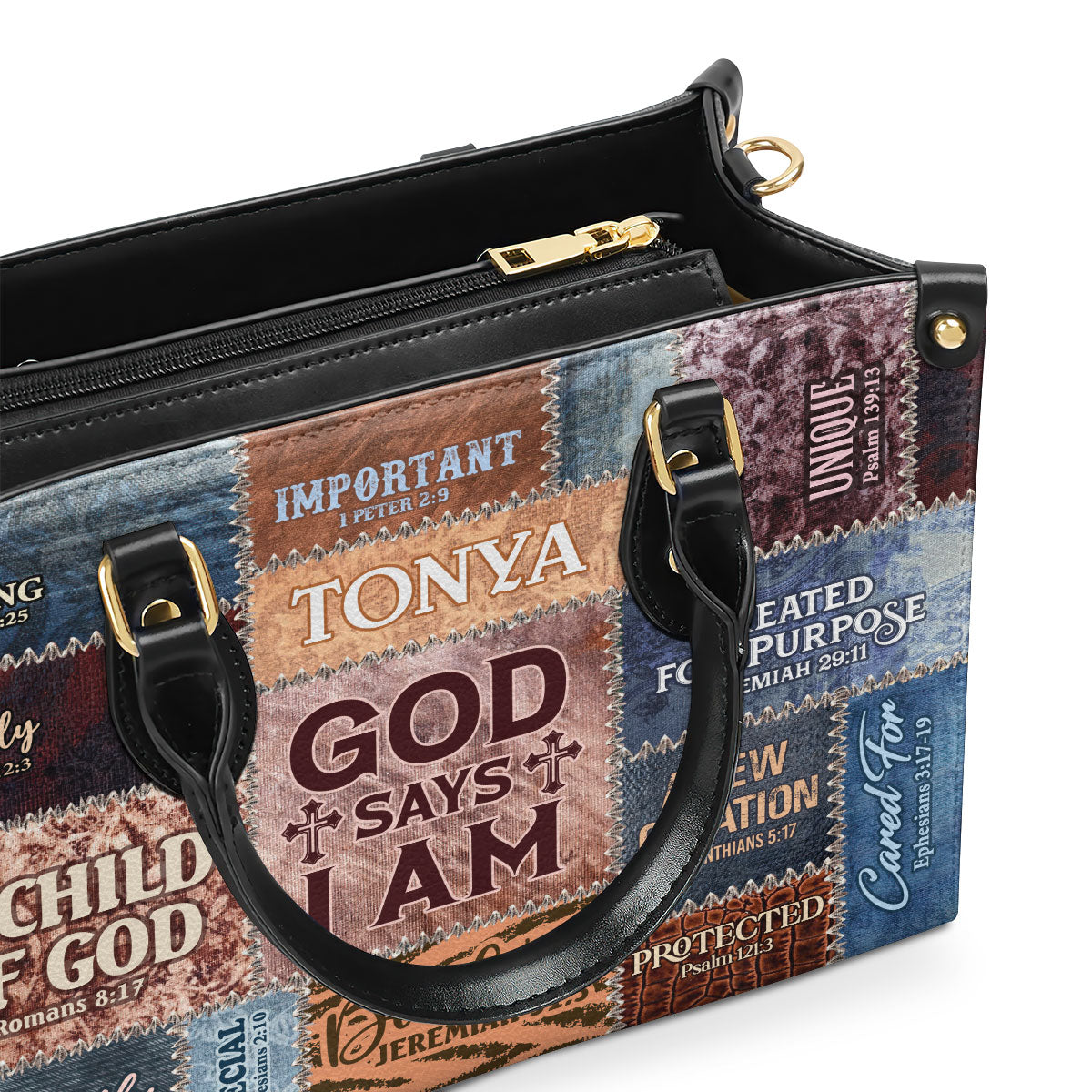 God Says I Am - Personalized Leather Handbag - Faith Inspirational Gift for Women GMJSLB200004
