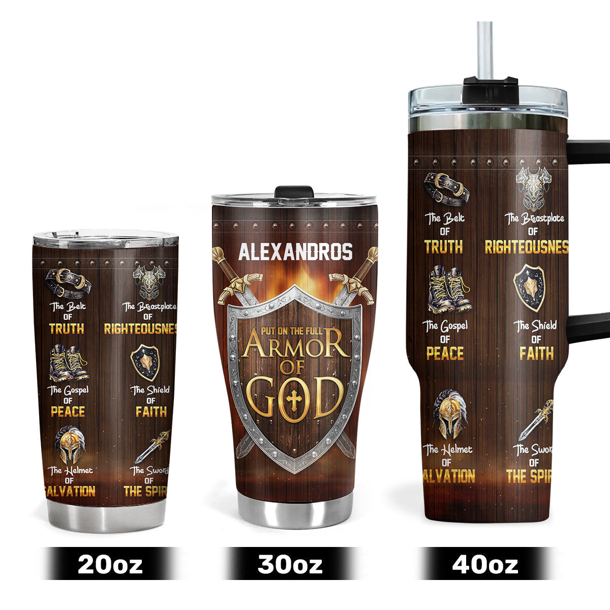 Full Armor Of God - Personalized Stainless Steel Tumbler