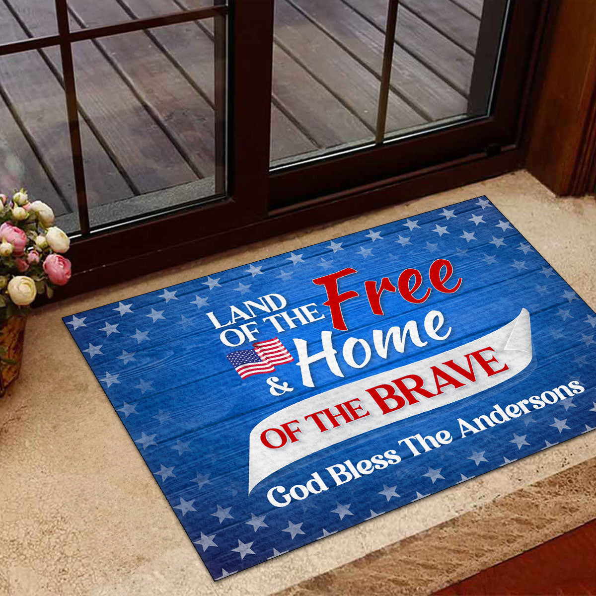 Land Of The Free And Home Of The Brave - Personalized Doormat GDMJS10084