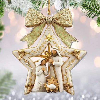 Faithful Home Decor - Christmas Holy Family Nativity - Acrylic Ornament GOJS10331