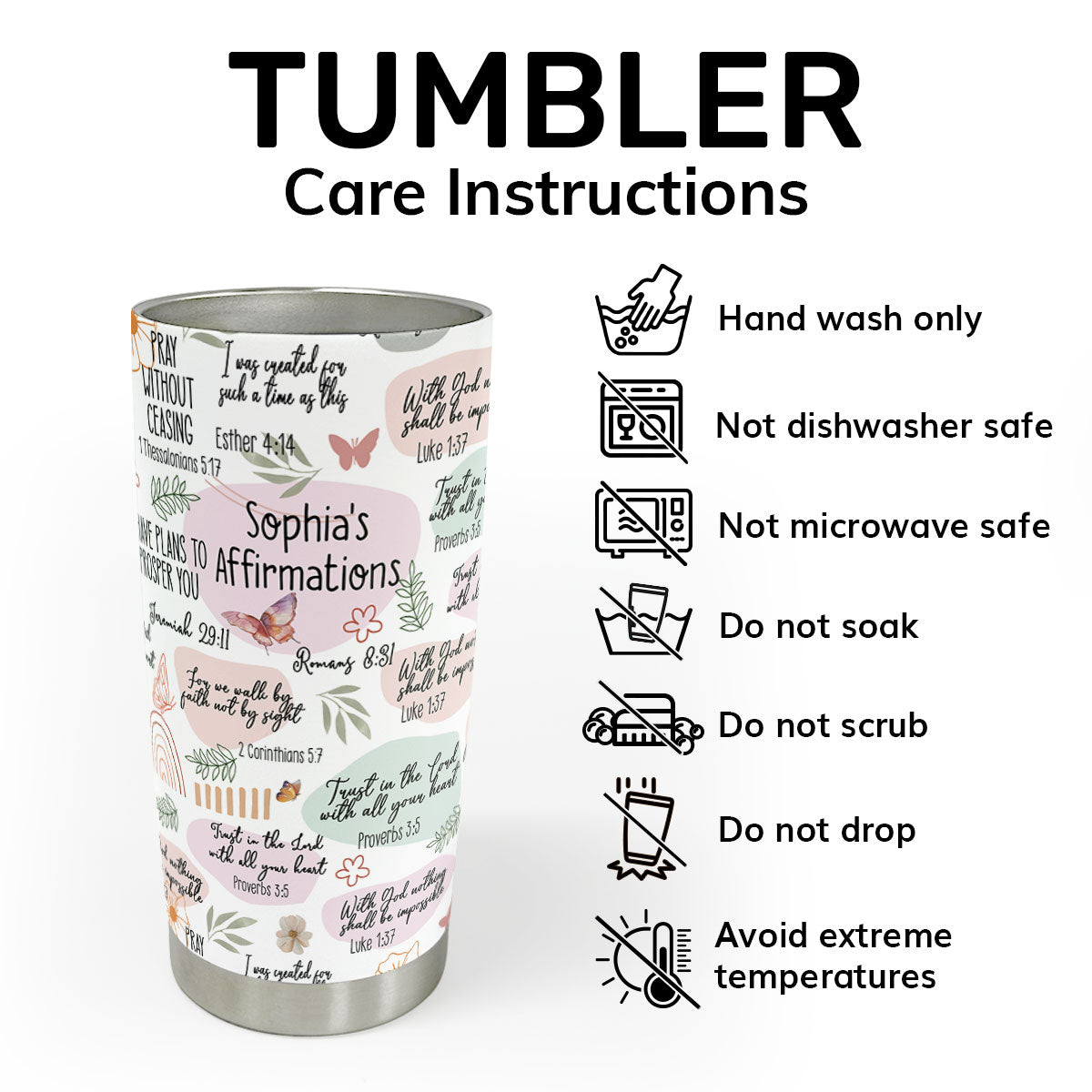 Faith Affirmation - Personalized Stainless Steel Tumbler