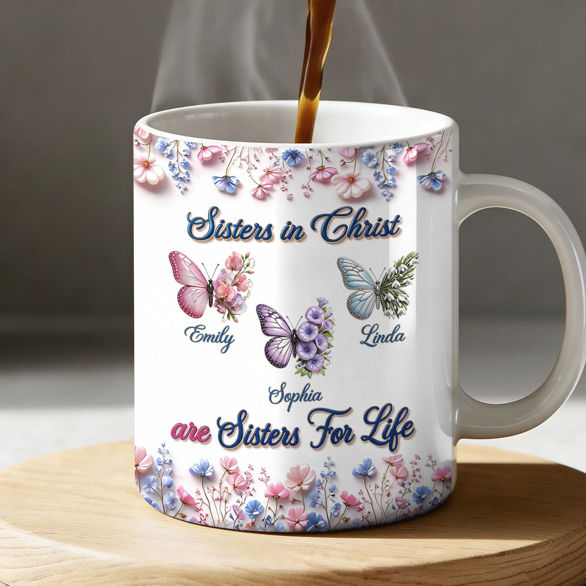 Sisters in Christ Are Sisters for Life - Personalized Ceramic Coffee Mug