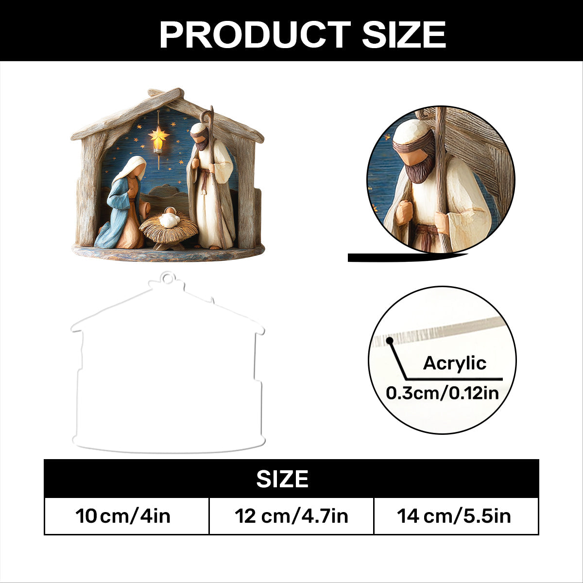 Christian Home Decor - Nativity Acrylic Ornament GOJS10035