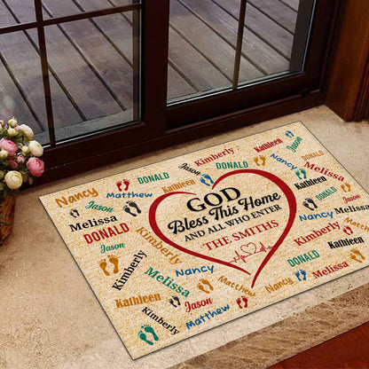 God Bless This Home - Personalized Doormat GDMJS10069