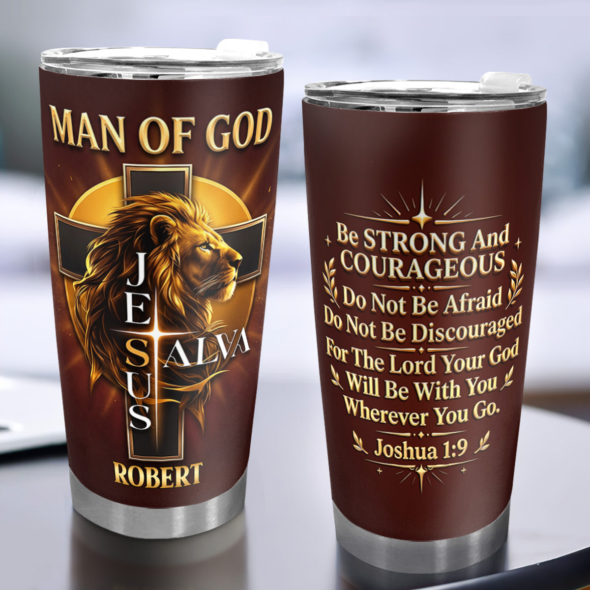 Man of God - Personalized Stainless Steel Tumbler - Christian Faith Gift for Him