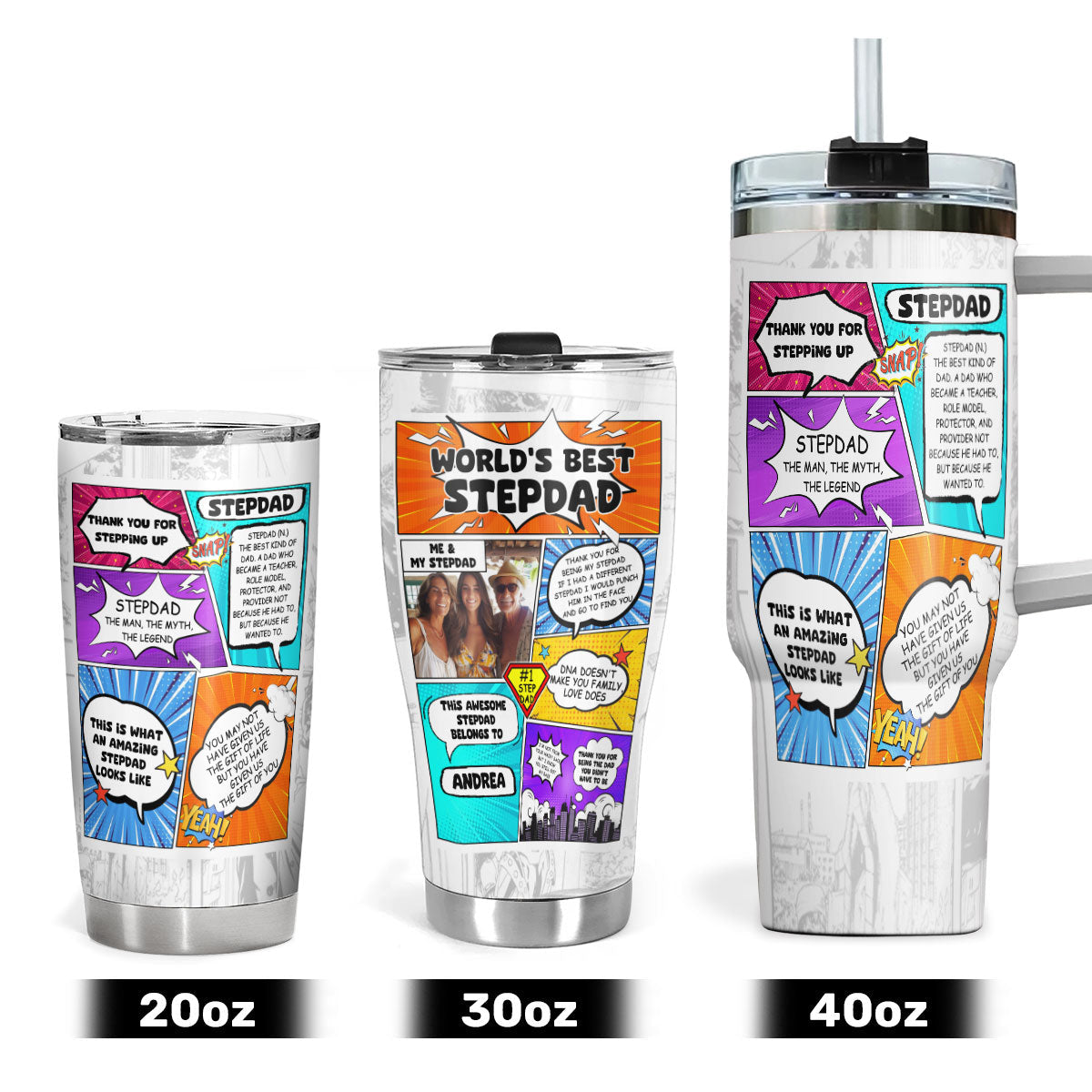Sentimental Gift for Stepdad - Personalized Stainless Steel Tumbler 20oz