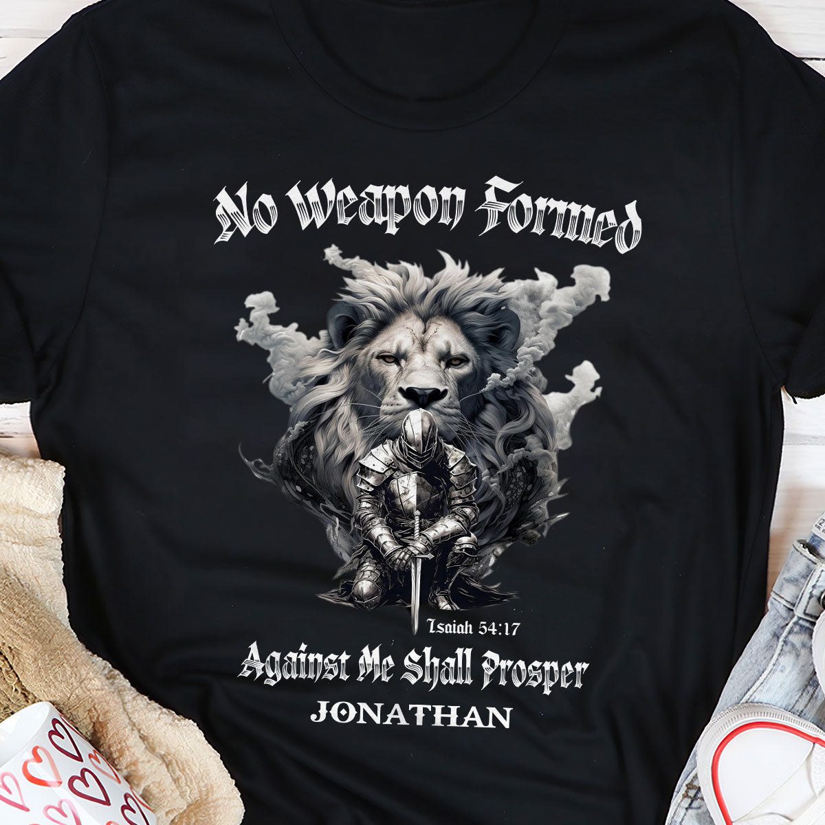 No Weapon Formed Against Me Shall Prosper - Personalized Unisex T-shirt GMJSTS200073