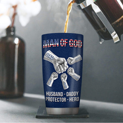 Man Of God - Personalized Stainless Steel Tumbler - Gift for Dad