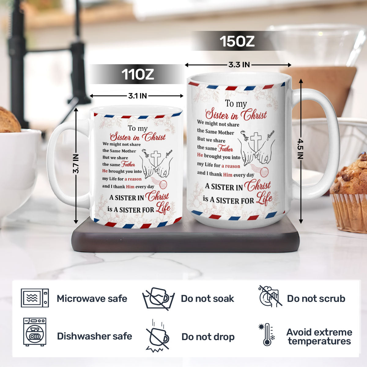 Faith-Inspired Gift for Sister - Personalized Ceramic Coffee Mug