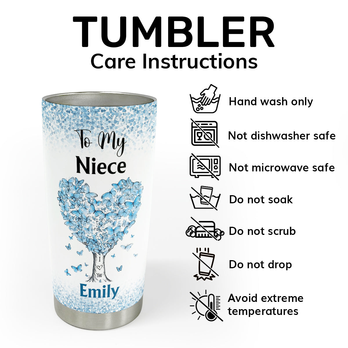 Inspirational Christian Niece Gift - Personalized Stainless Steel Tumbler