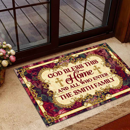 God Bless This Home - Personalized Doormat