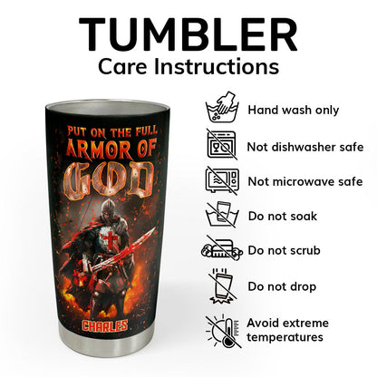 Full Armor of God - Personalized Tumbler - Christian Faith Gift