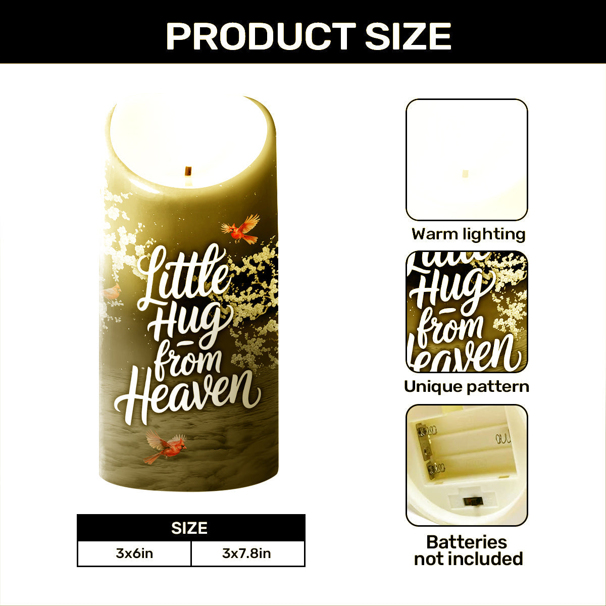 Little Hug From Heaven - Personalized Flameless LED Candle Memorial Keepsake