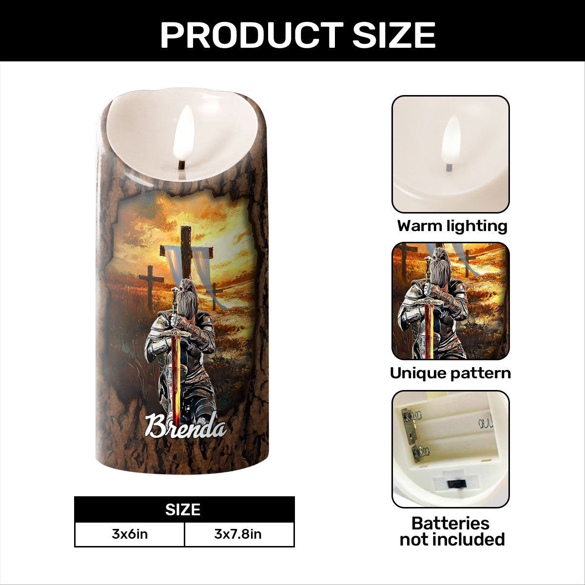 She Who Kneels Before God - Personalized Flameless LED Candle