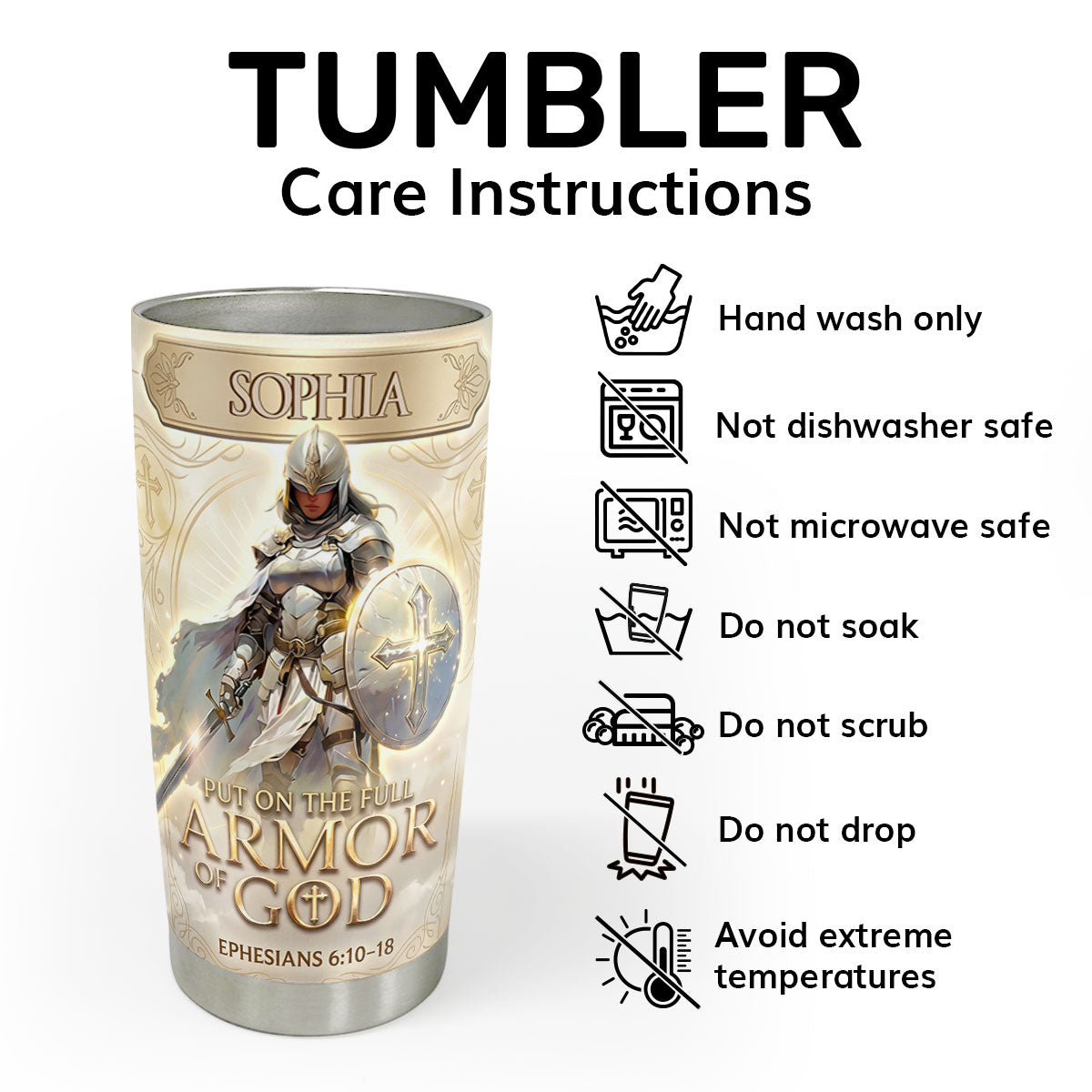 Armor Of God - Personalized Stainless Steel Tumbler Faithful Drinkware