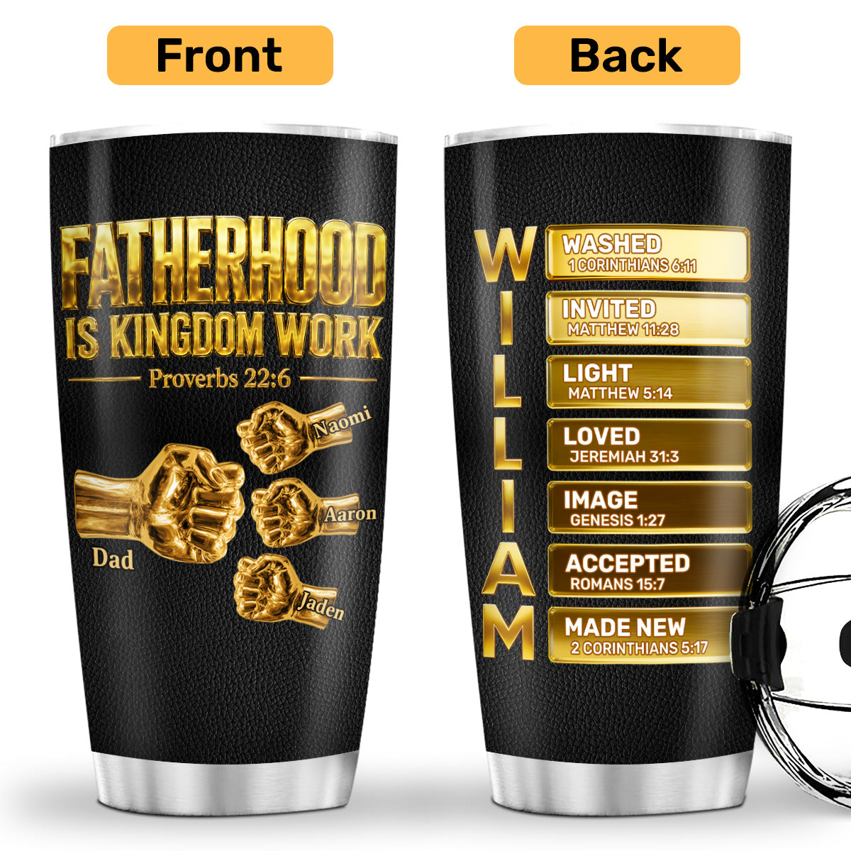 Fatherhood Is Kingdom Work - Personalized Stainless Steel Tumbler