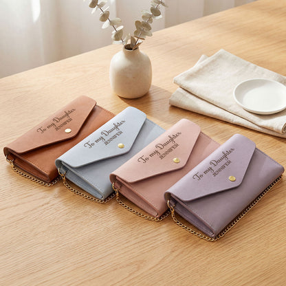 I Love You - Personalized Leather Envelope Wallet for Her