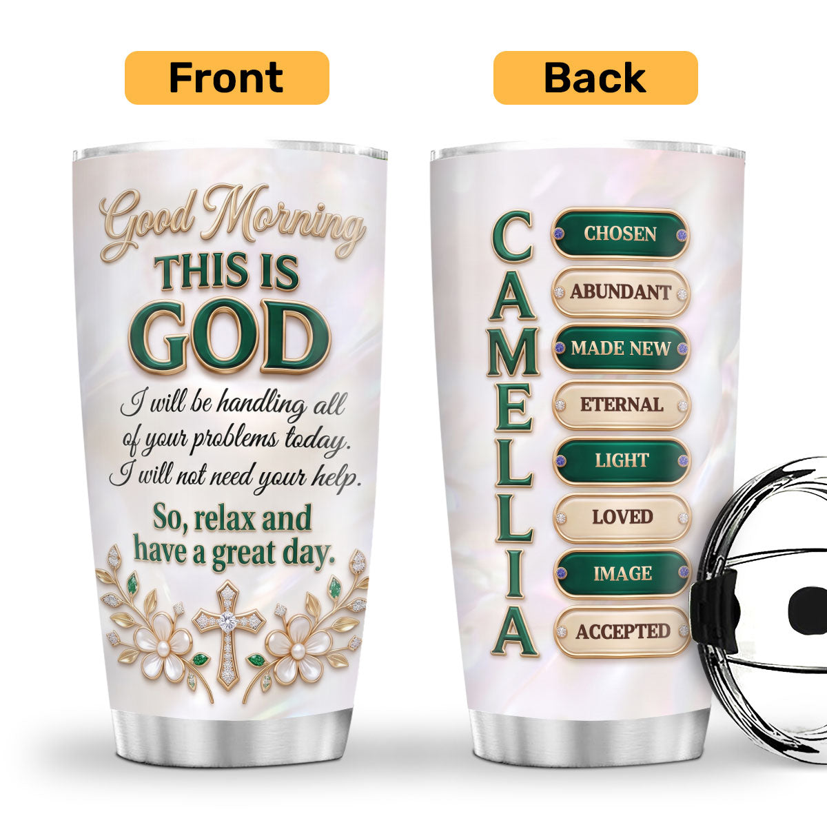 Good Morning This Is God - Personalized Tumbler - Christian Faith Drinkware
