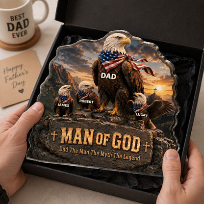 Man Of God Dad - Personalized Acrylic Plaque GAPJS10050