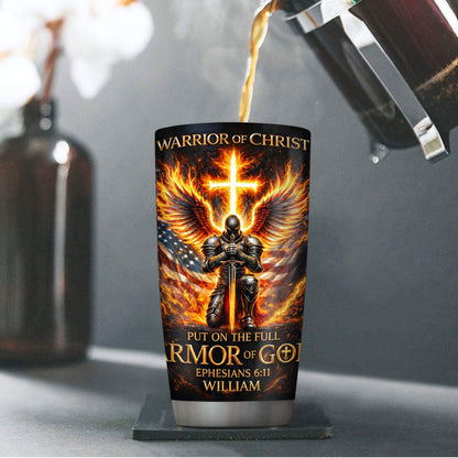Warrior Of Christ - Stainless Steel Tumbler - Personalized Gift for Him