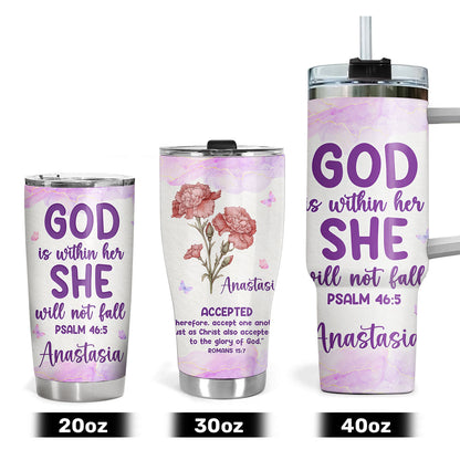 God Is Within Her - Personalized Stainless Steel Tumbler