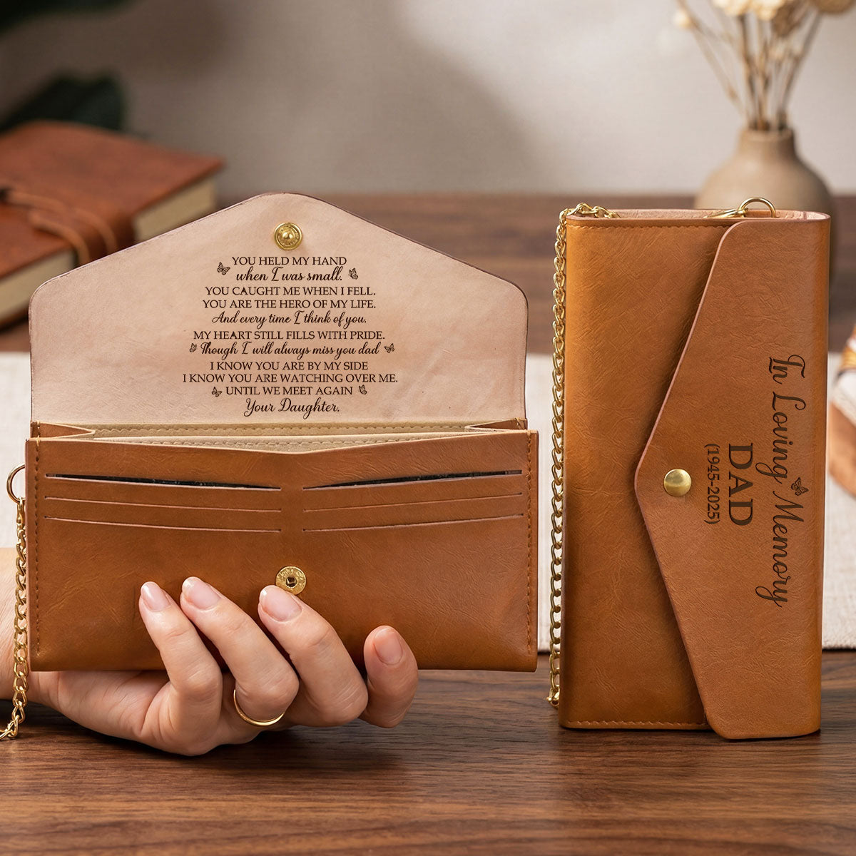 My Dad My Hero - Personalized Leather Envelope Wallet