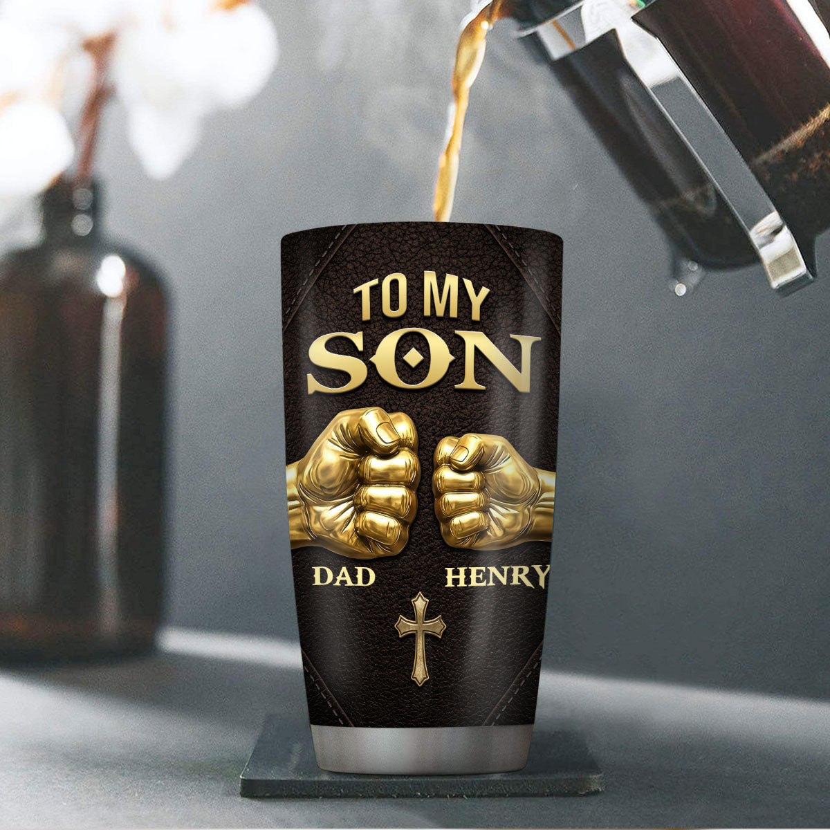 Fist Bump - Personalized Stainless Steel Tumbler for Him