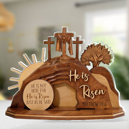 He Is Risen - Personalized Acrylic Plaque - Christian Easter Decor GAPJS10132