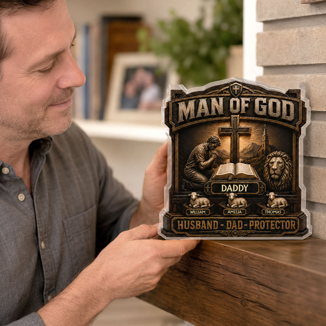 Man Of God - Personalized Acrylic Plaque - Christian Faith Home Decor GAPJS10041