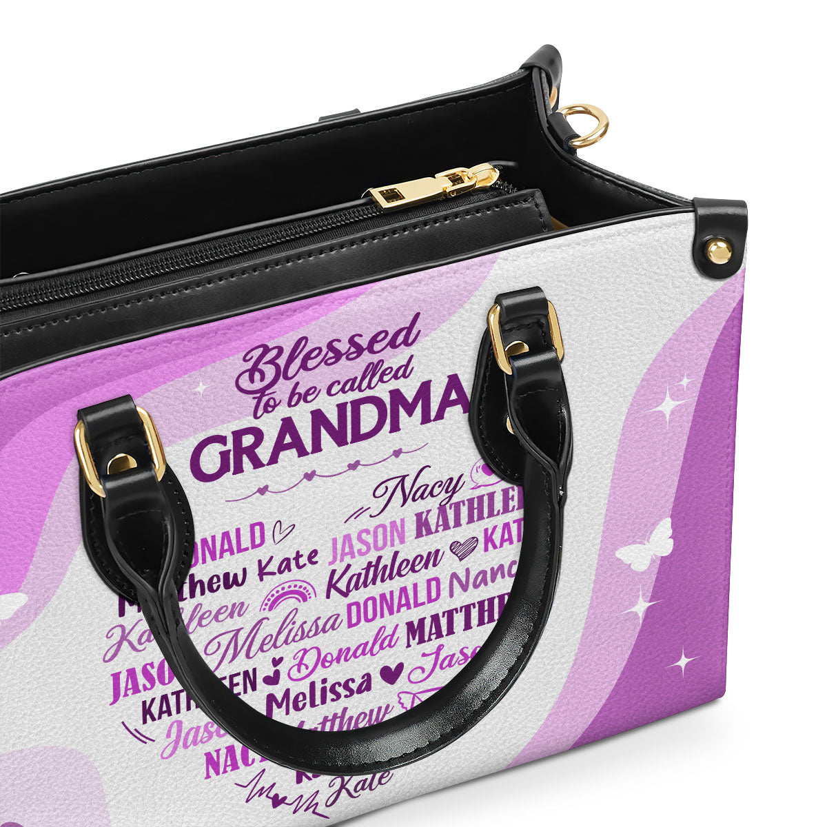 Blessed To Be Called Grandma - Personalized Leather Handbag GMJSLB200094
