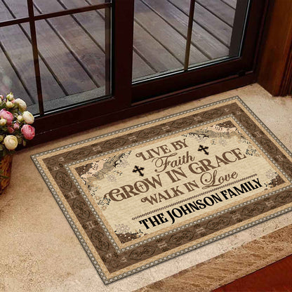 Live By Faith - Personalized Doormat - Christian Home Decor GDMJS10023