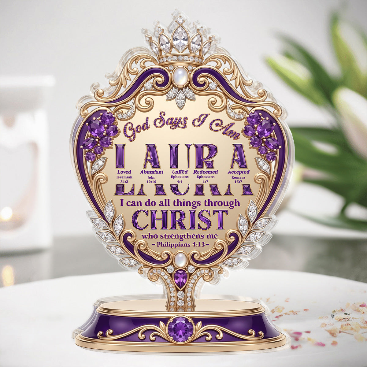 God Says I Am - Custom Shaped Acrylic Plaque - Christian Faith Decor GAPJS10014