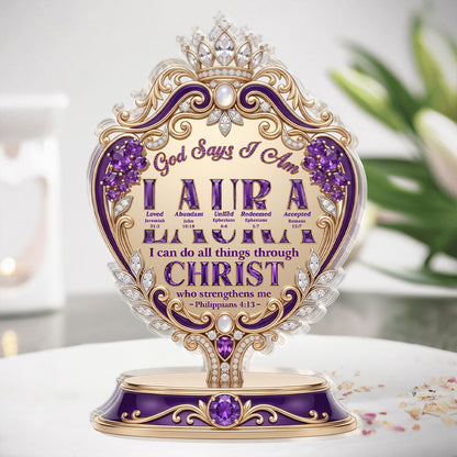 God Says I Am - Custom Shaped Acrylic Plaque - Christian Faith Decor GAPJS10014