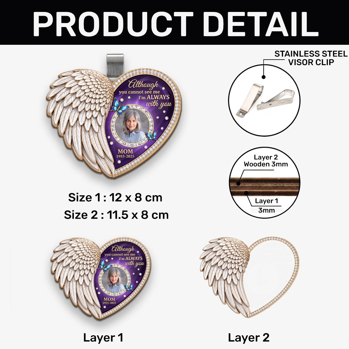 In Memory of Love - Personalized Car Visor Clip
