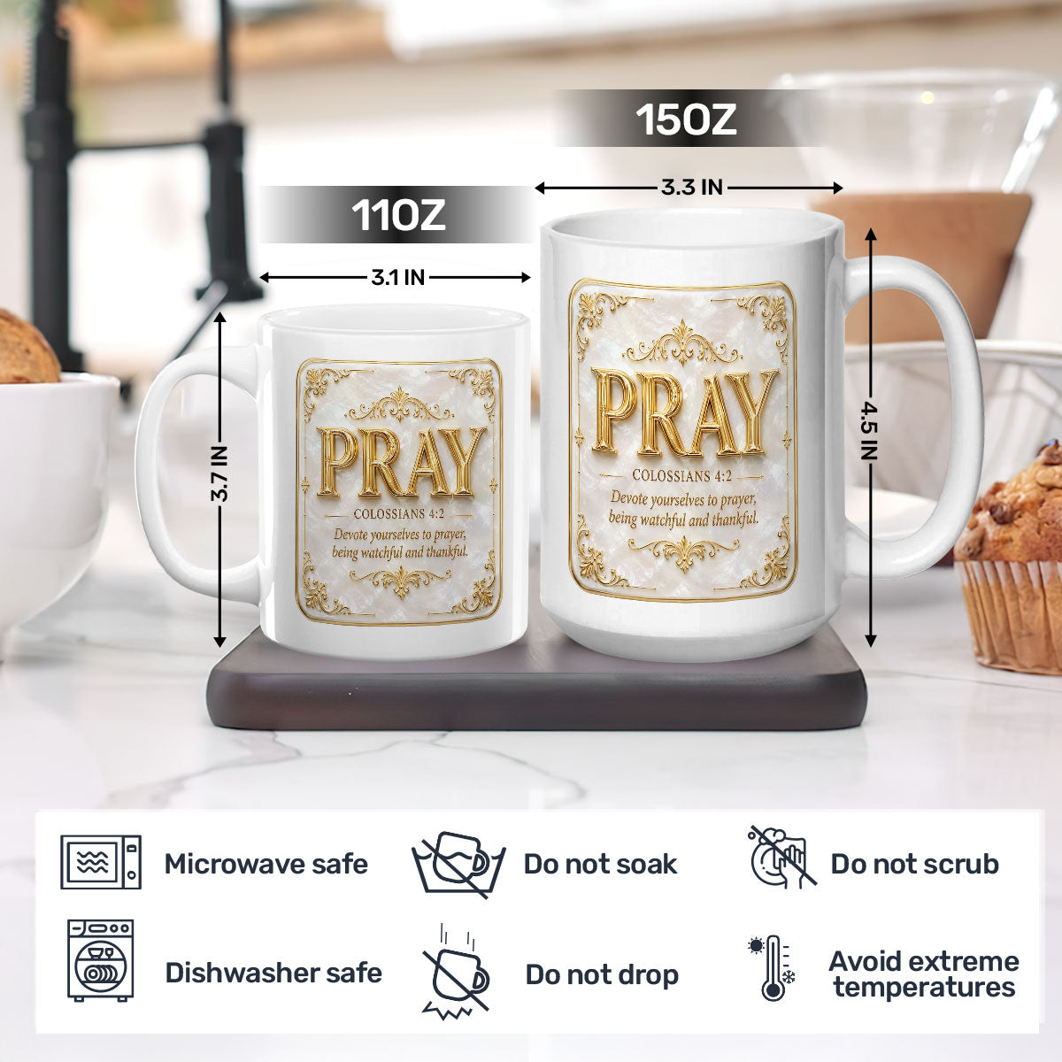 Pray Colossians 4:2 - Personalized Ceramic Coffee Mug