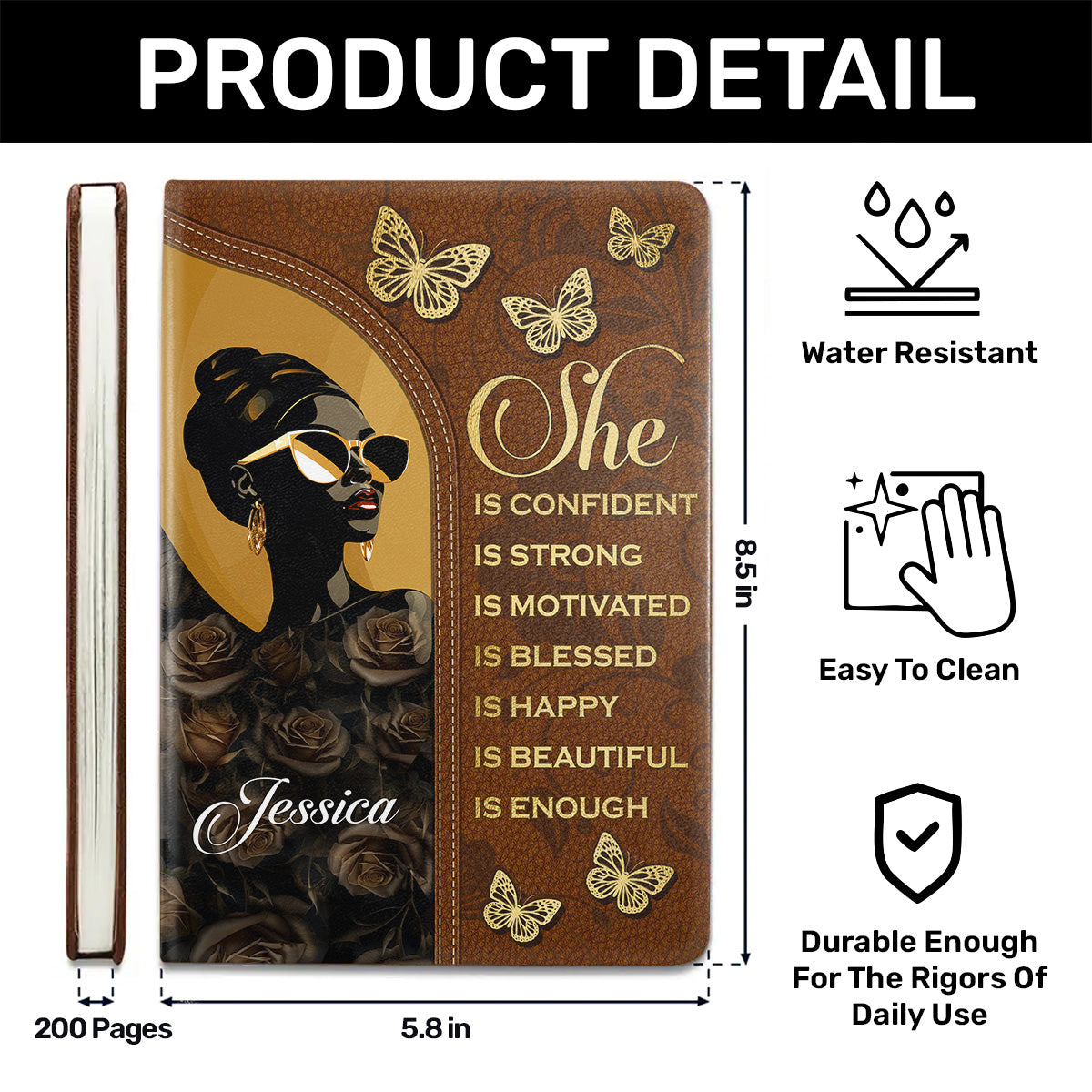 She Is Name - Personalized Leather Cover Notebook GMJSNB200102