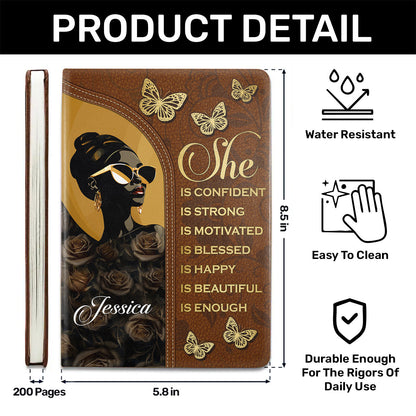She Is Name - Personalized Leather Cover Notebook GMJSNB200102