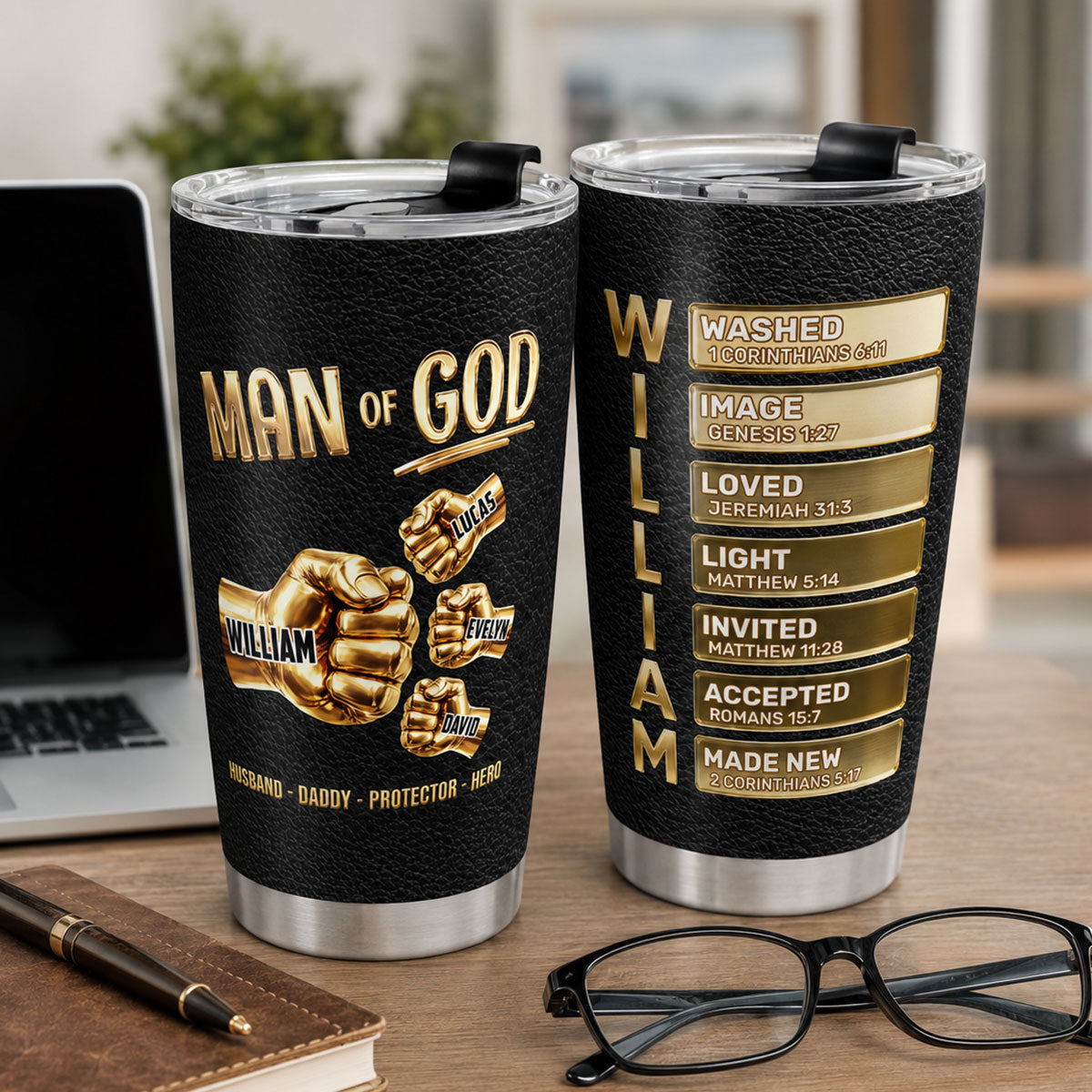 Man Of God Husband Daddy - Personalized Stainless Steel Tumbler