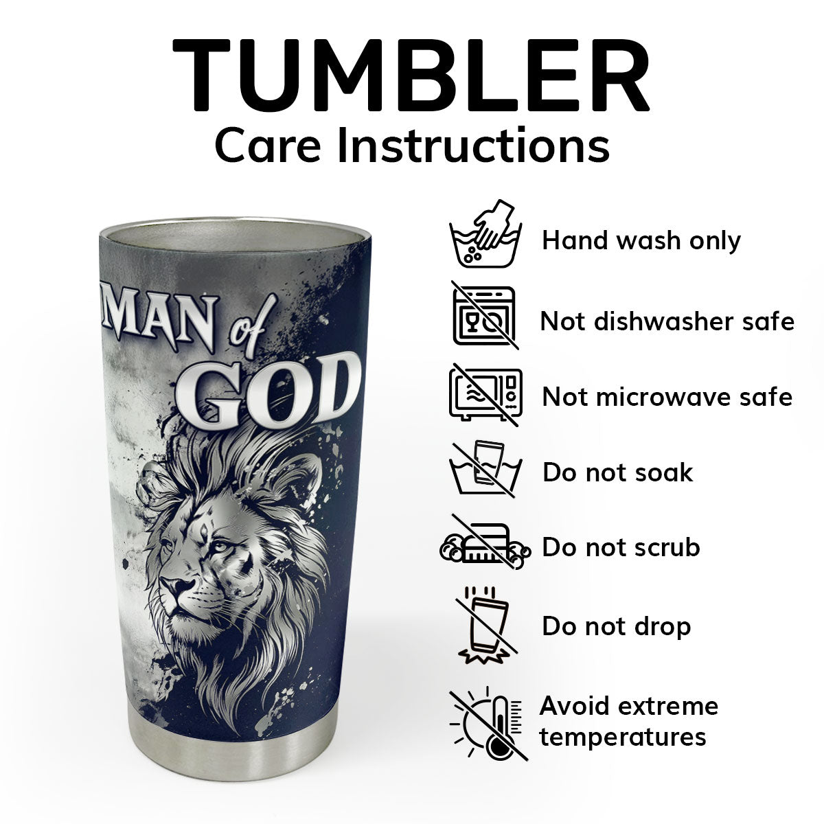 Faith-Inspired Gift for Men - Personalized Stainless Steel Tumbler