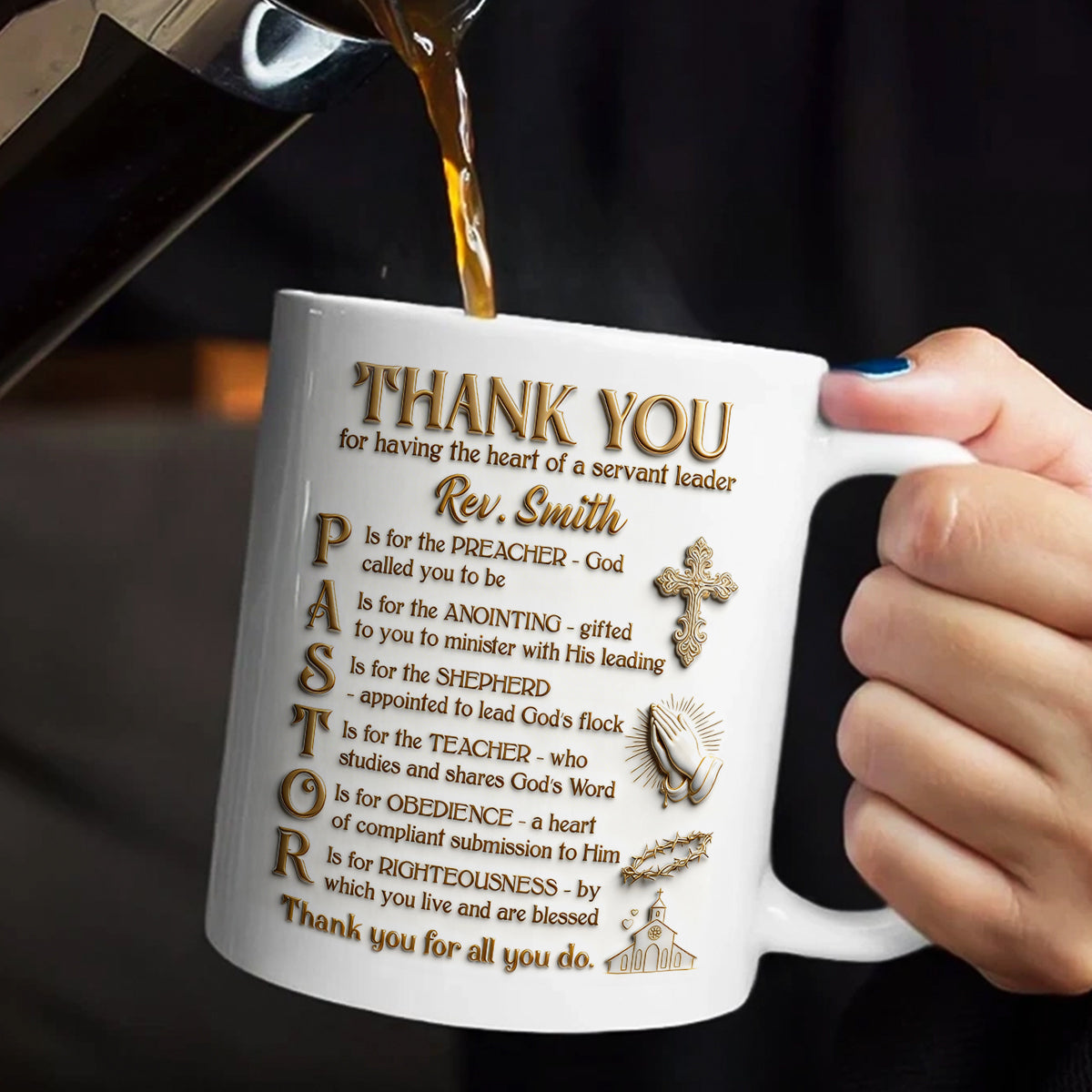 Thank You Pastor - Personalized Ceramic Coffee Mug
