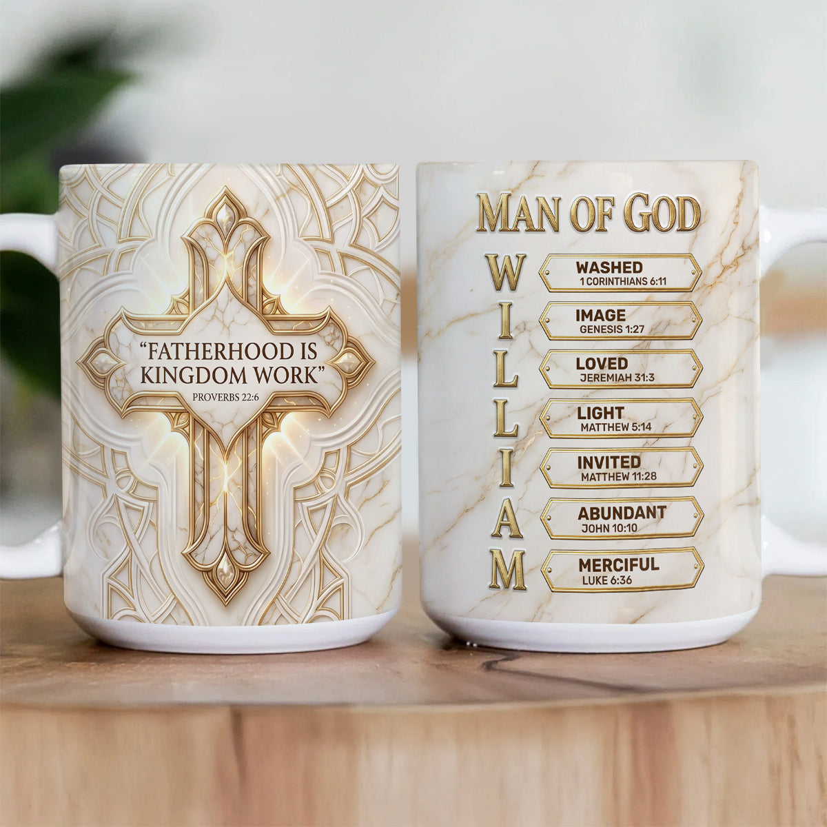Fatherhood Is Kingdom Work - Personalized Ceramic Coffee Mug