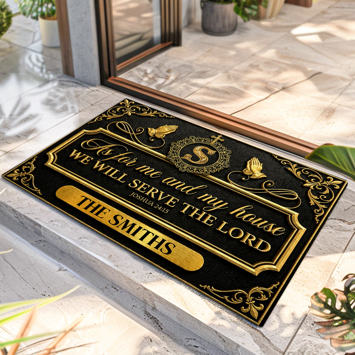Faith Over Our Home - Personalized Doormat - Christian Home Decor GDMJS10001