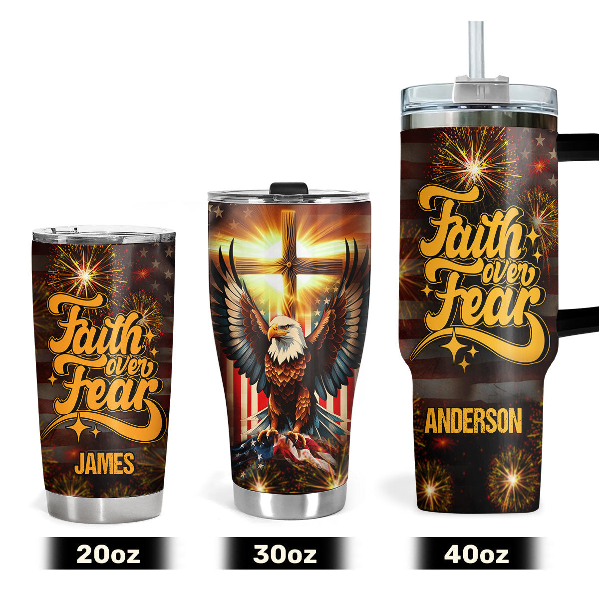 Faith Over Fear - Personalized Stainless Steel Tumbler