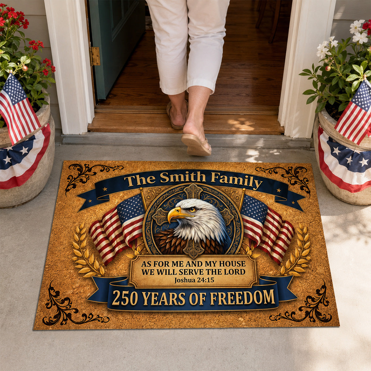 We Will Serve The Lord - Personalized Doormat - Christian Faith Home Decor GDMJS10002