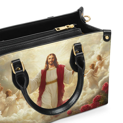Christ Rising in Majesty - Leather Handbag - Inspirational Christian Accessory GMJSLB200099