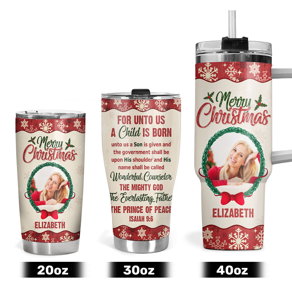 For Unto Us A Child Is Born - Personalized Stainless Steel Tumbler