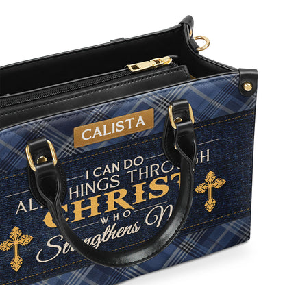 I Can Do All Things Christian - Personalized Leather Handbag GMJSLB200103