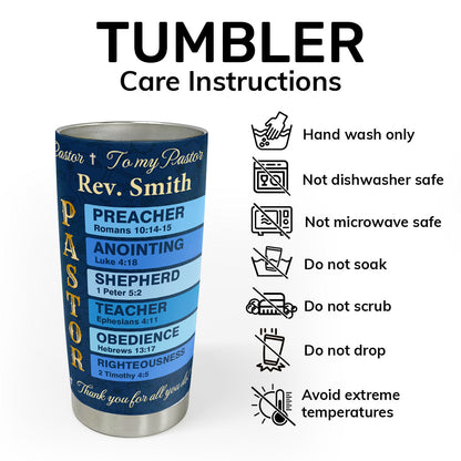 Inspirational Faith - Personalized Stainless Steel Tumbler for Pastor