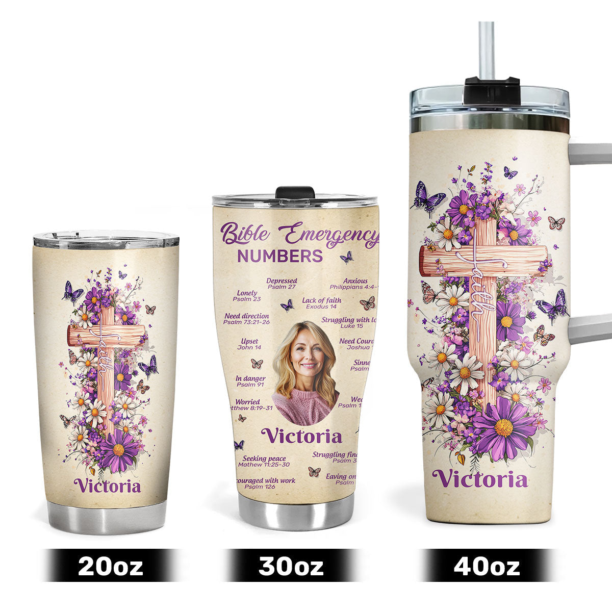 Faith Floral - Personalized Stainless Steel Tumbler