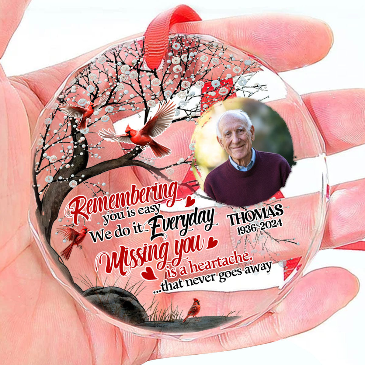 Missing You Is A Heartache - Personalized Glass Ornament GOJS10244